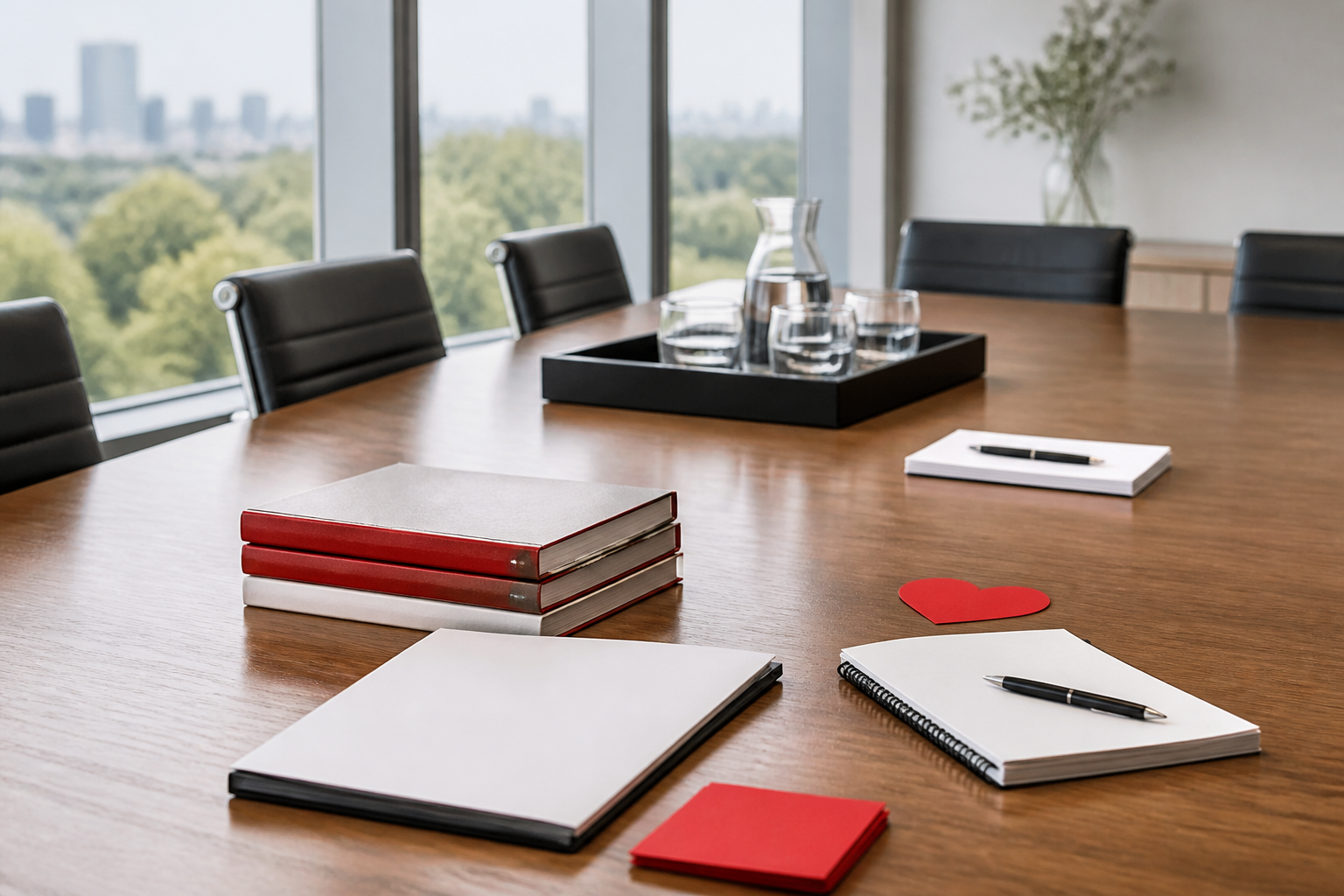 Governance documents arranged in the Foundation boardroom