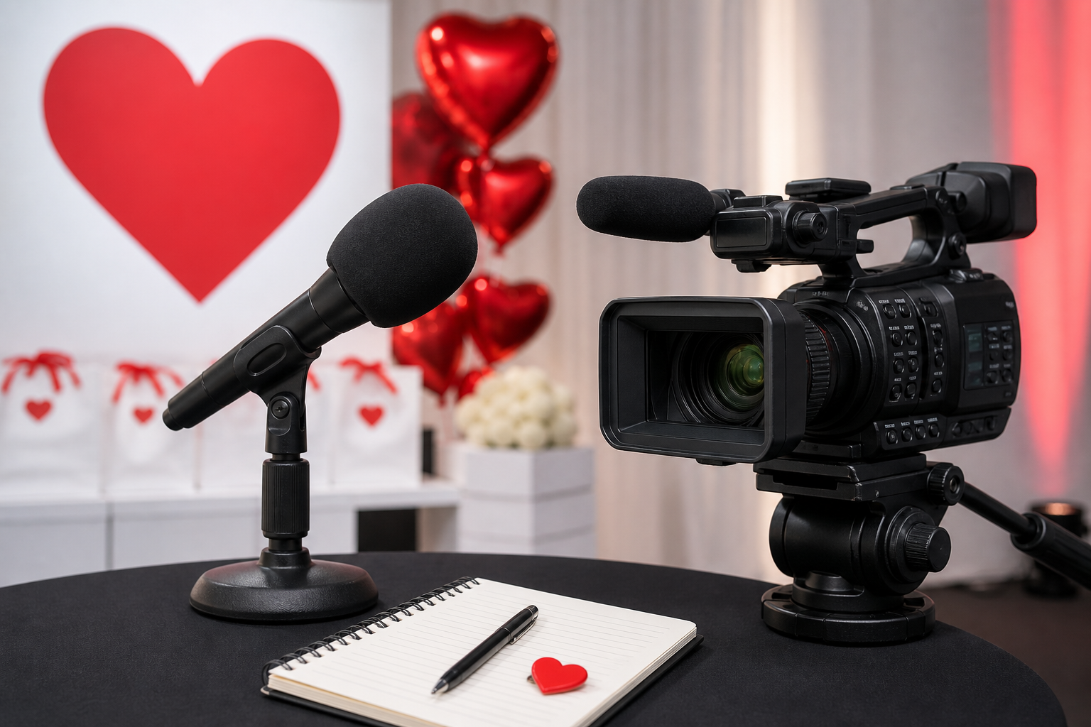 News camera and interview microphone prepared for a Foundation update