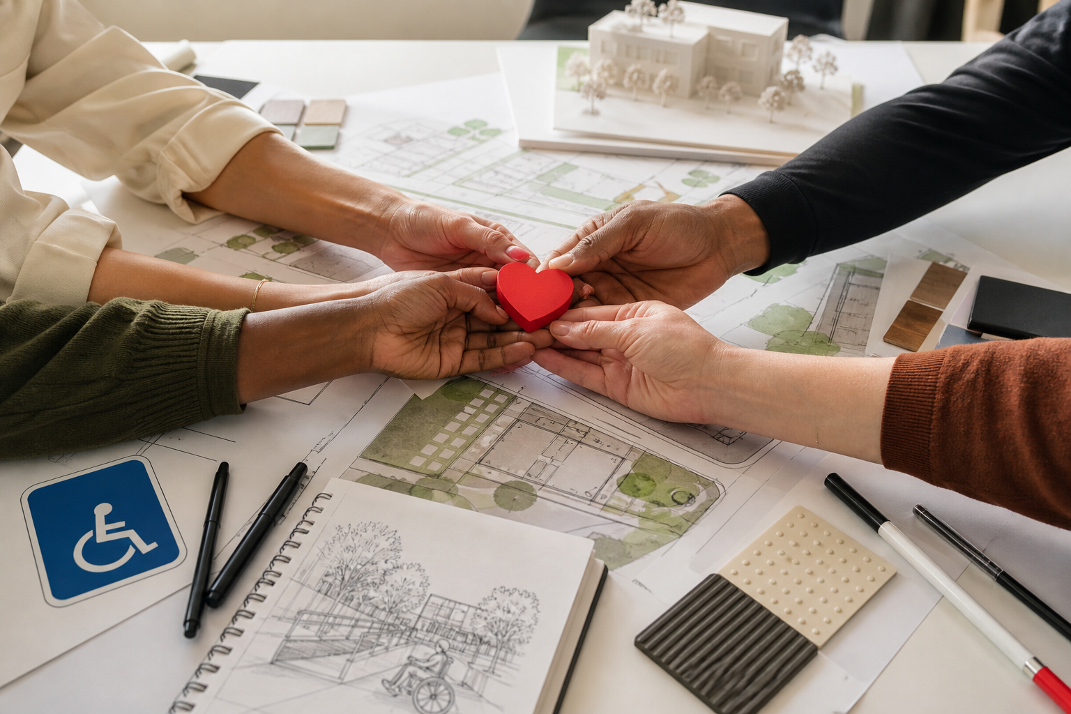 Partners working together on an accessible community project